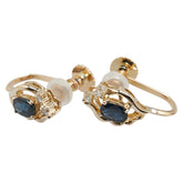 K14YG イエローゴールド サファイア ダイヤ イヤリング レディース 【中古】